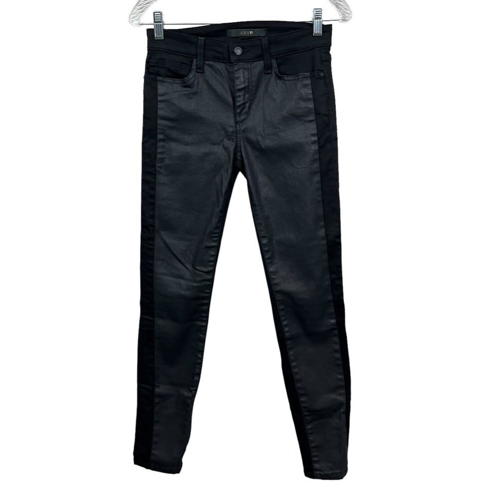 Joe's Womens Jeans Kathy Skinny Ankle Coated Stretch 5 Pocket Zip Black Sz W26*